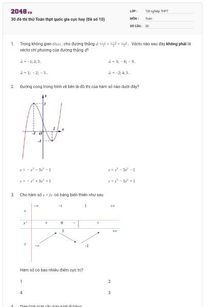 30 đề thi thử Toán thpt quốc gia cực hay (Đề số 10)