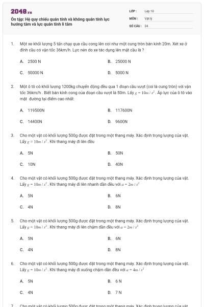 Ôn tập: Hệ quy chiếu quán tính và không quán tính lực hướng tâm và lực quán tính li tâm