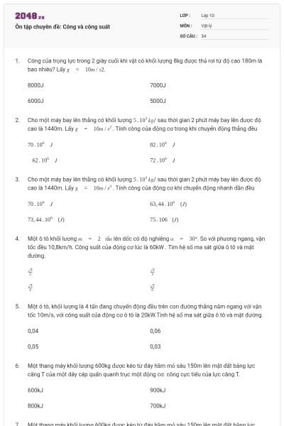 Ôn tập chuyên đề: Công và công suất