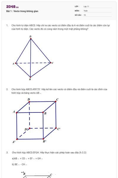 Bài 1 : Vectơ trong không gian