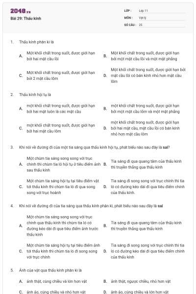 Bài 29: Thấu kính