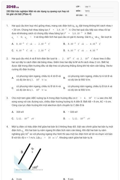 283 Bài trắc nghiệm Mắt và các dụng cụ quang cực hay có lời giải chi tiết (Phần 4)