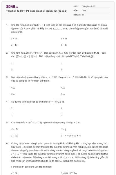 Tổng hợp đề thi THPT Quốc gia có lời giải chi tiết (Đề số 2)