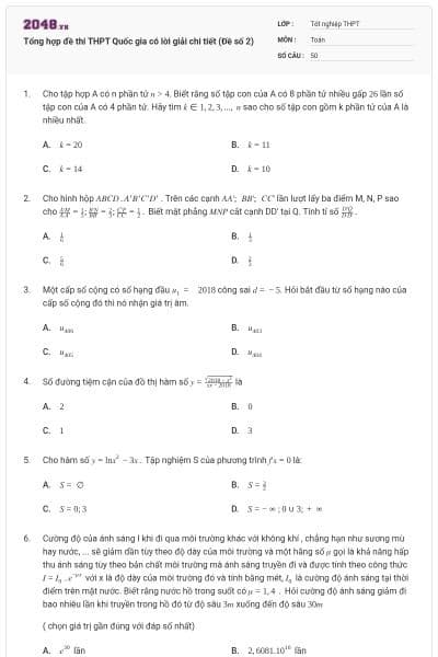 Tổng hợp đề thi THPT Quốc gia có lời giải chi tiết (Đề số 2)