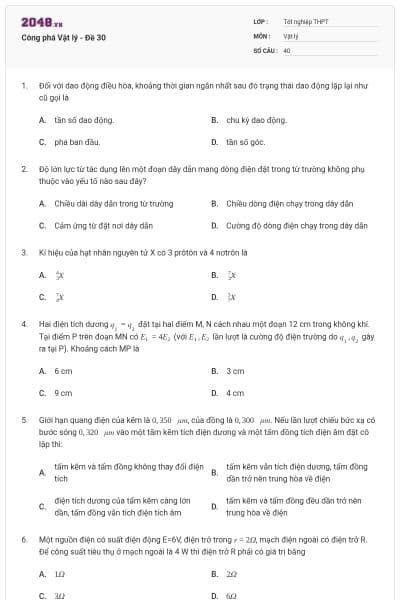 Công phá Vật lý - Đề 30