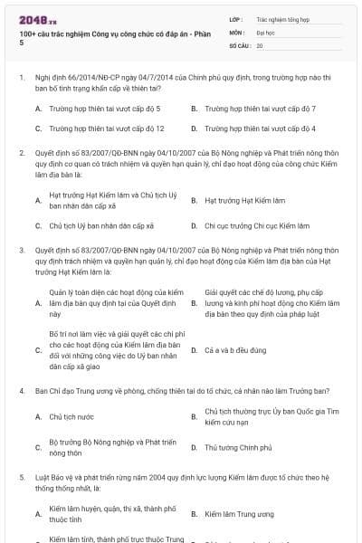 100+ câu trắc nghiệm Công vụ công chức có đáp án - Phần 5