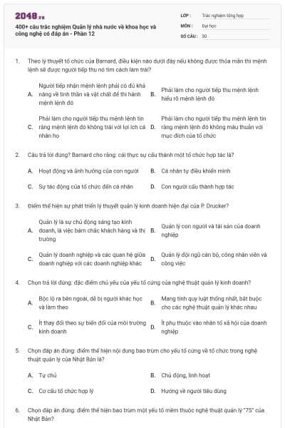 400+ câu trắc nghiệm Quản lý nhà nước về khoa học và công nghệ có đáp án - Phần 12