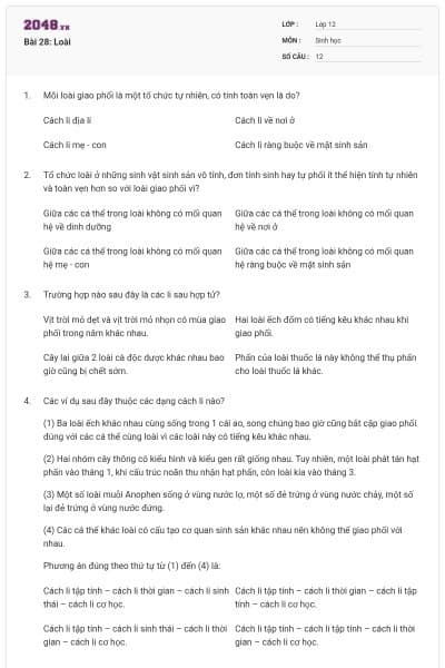 Bài 28: Loài