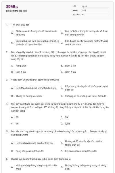 Đề kiểm tra học kì II