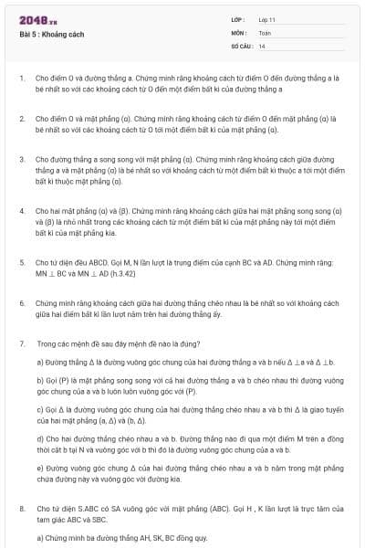 Bài 5 : Khoảng cách