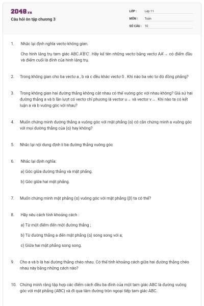 Câu hỏi ôn tập chương 3