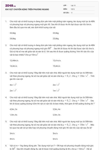 KHI VẬT CHUYỂN ĐỘNG TRÊN PHƯƠNG NGANG