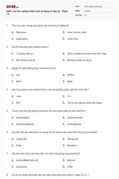 600+ câu trắc nghiệm Điện toán di động có đáp án - Phần 13