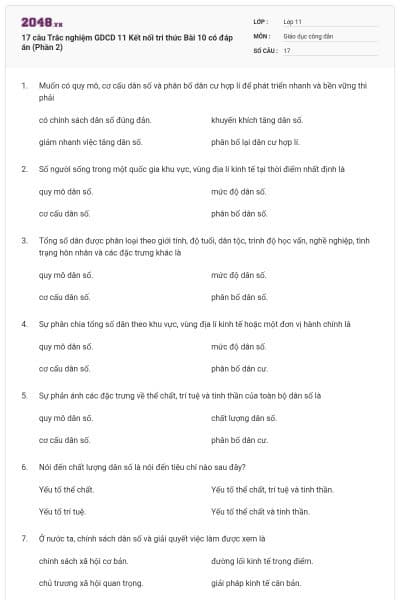 17 câu Trắc nghiệm GDCD 11 Kết nối tri thức Bài 10 có đáp án (Phần 2)