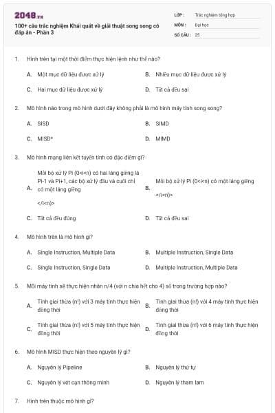 100+ câu trắc nghiệm Khái quát về giải thuật song song có đáp án - Phần 3