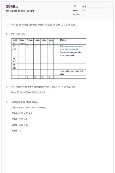 Ôn tập các số đến 100 000