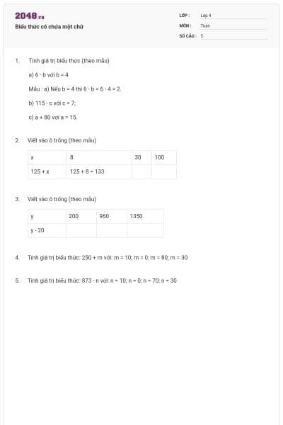 Biểu thức có chứa một chữ