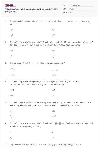 Tổng hợp đề thi thử thpt quóc gia môn Toán hay nhất có lời giải (Đề số 2)