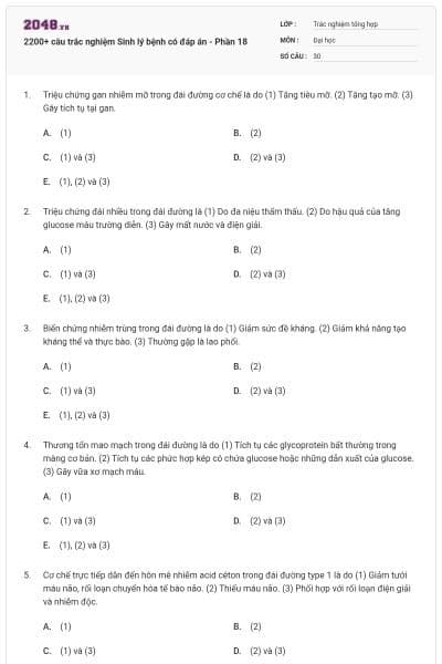 2200+ câu trắc nghiệm Sinh lý bệnh có đáp án - Phần 18