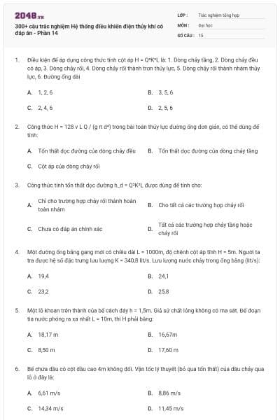 300+ câu trắc nghiệm Hệ thống điều khiển điện thủy khí có đáp án - Phần 14