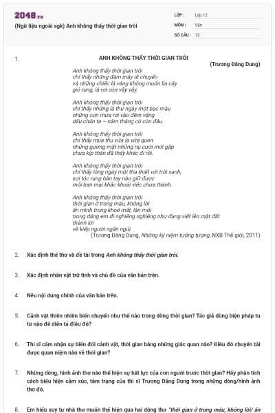 (Ngữ liệu ngoài sgk) Anh không thấy thời gian trôi