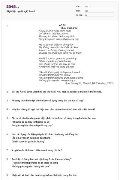 (Ngữ liệu ngoài sgk) Áo cũ