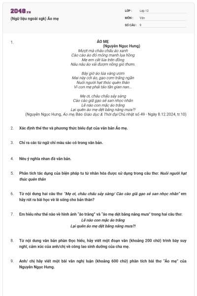 (Ngữ liệu ngoài sgk) Áo mẹ