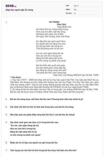 (Ngữ liệu ngoài sgk) Áo trắng