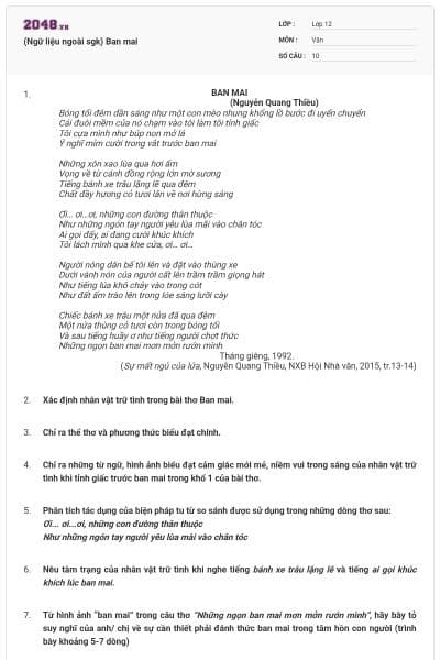 (Ngữ liệu ngoài sgk) Ban mai