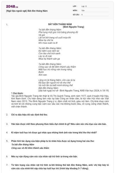 (Ngữ liệu ngoài sgk) Bắt đền tháng Năm