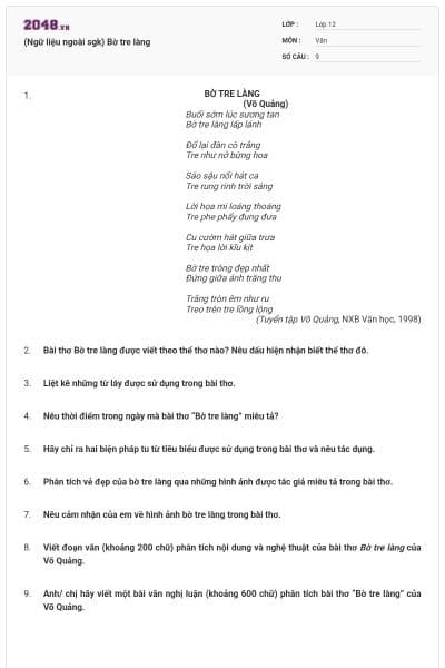 (Ngữ liệu ngoài sgk) Bờ tre làng