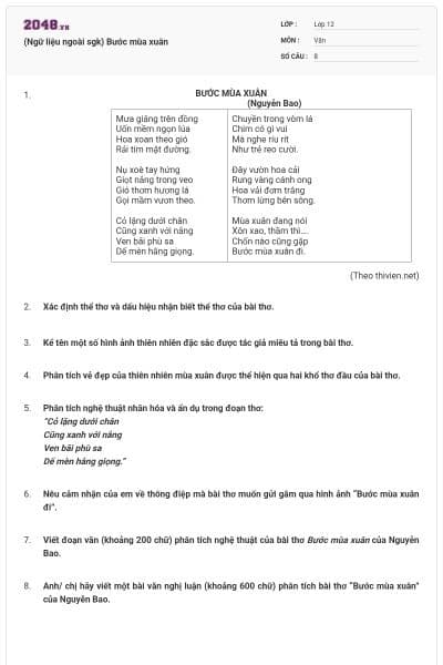 (Ngữ liệu ngoài sgk) Bước mùa xuân