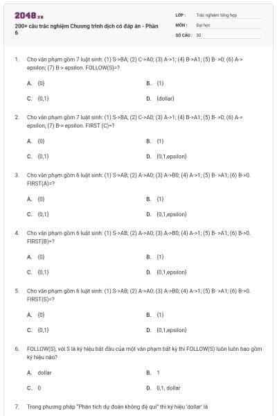200+ câu trắc nghiệm Chương trình dịch có đáp án - Phần 6