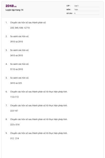 Luyện tập trang 14