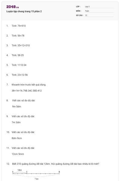 Luyện tập chung trang 15 phần 2