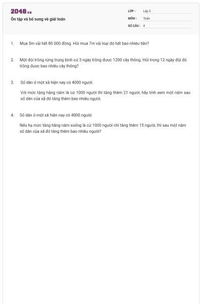 Ôn tập và bổ sung về giải toán