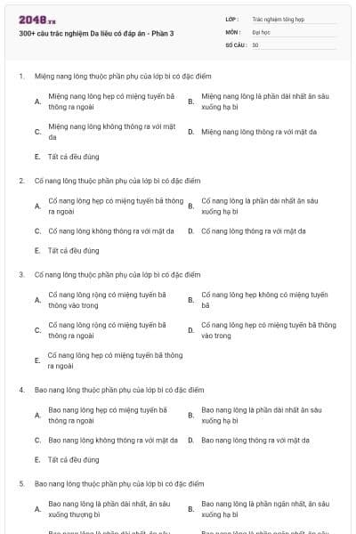 300+ câu trắc nghiệm Da liễu có đáp án - Phần 3