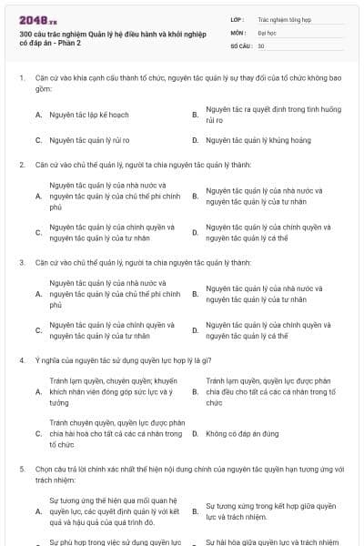 300 câu trắc nghiệm Quản lý hệ điều hành và khởi nghiệp có đáp án - Phần 2