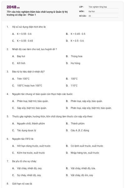 75+ câu trắc nghiệm Đảm bảo chất lượng & Quản lý thị trường có đáp án - Phần 1