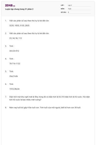 Luyện tập chung trang 31 phần 2