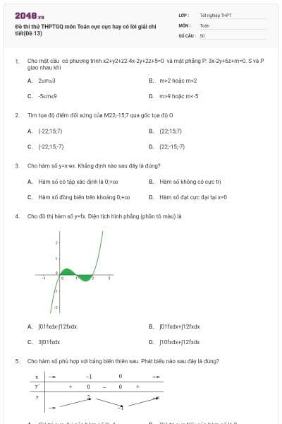 Đề thi thử THPTGQ môn Toán cực cực hay có lời giải chi tiết(Đề 13)