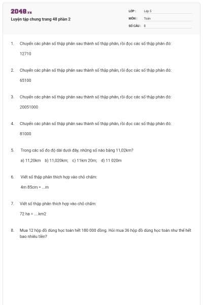 Luyện tập chung trang 48 phần 2