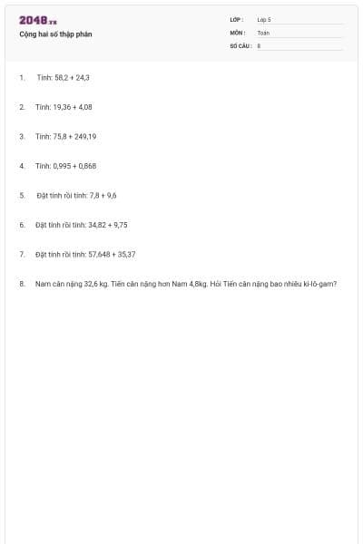 Cộng hai số thập phân