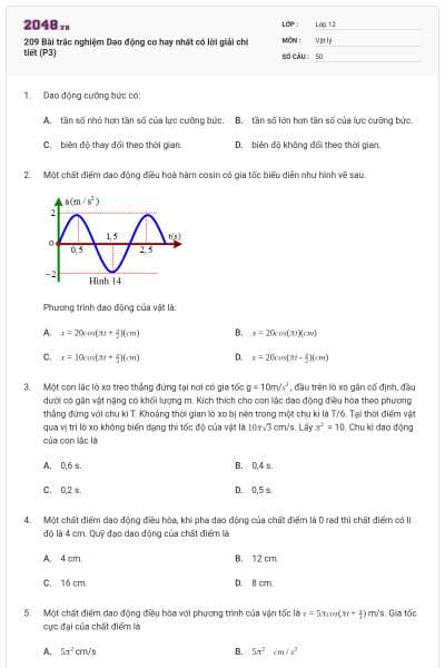 209 Bài trắc nghiệm Dao động cơ hay nhất có lời giải chi tiết (P3)