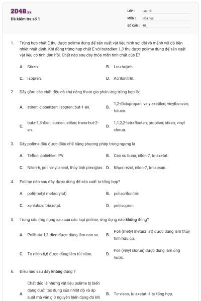 Đề kiểm tra số 1