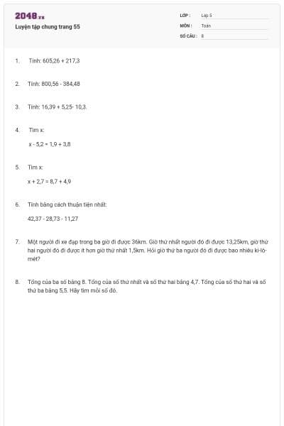 Luyện tập chung trang 55