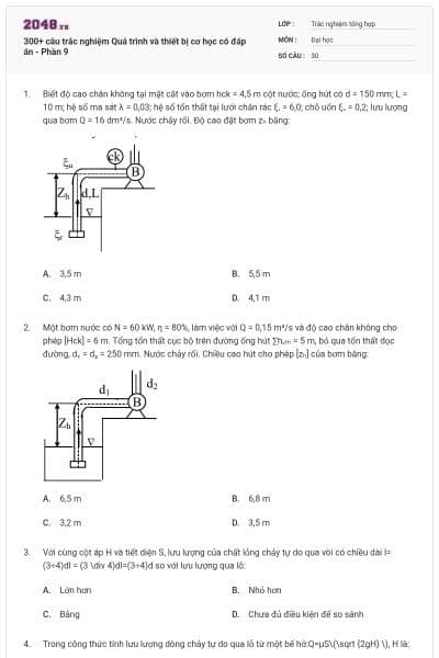 300+ câu trắc nghiệm Quá trình và thiết bị cơ học có đáp án - Phần 9