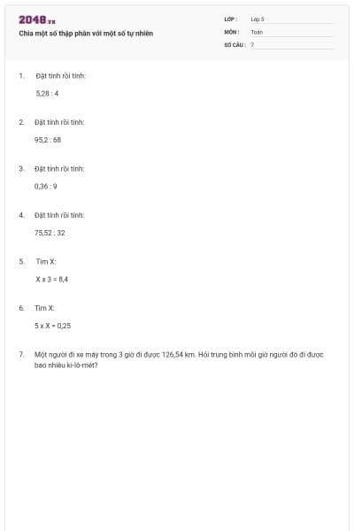 Chia một số thập phân với một số tự nhiên