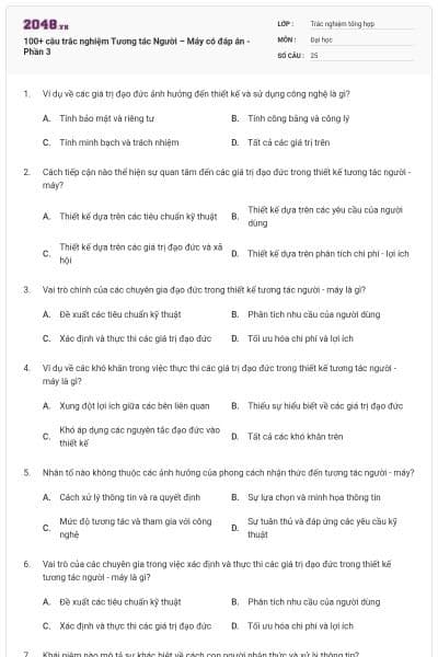 100+ câu trắc nghiệm Tương tác Người – Máy có đáp án - Phần 3