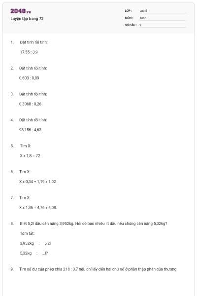 Luyện tập trang 72